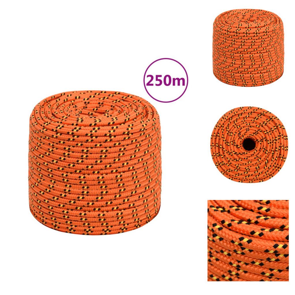 vidaXL Bootsseil Orange 8 mm 250 m Polypropylen - Seile