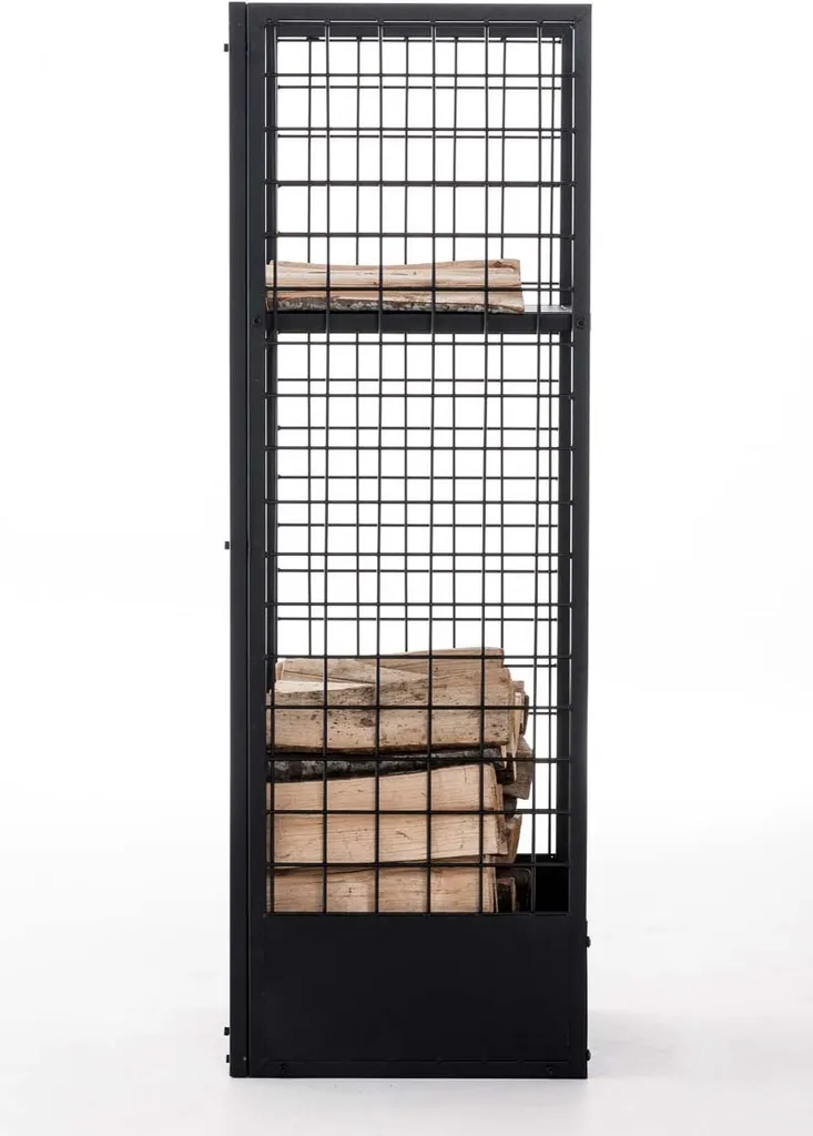 Range-bûches intérieur Forrest noir - Support pour bois de cheminée chic - 3