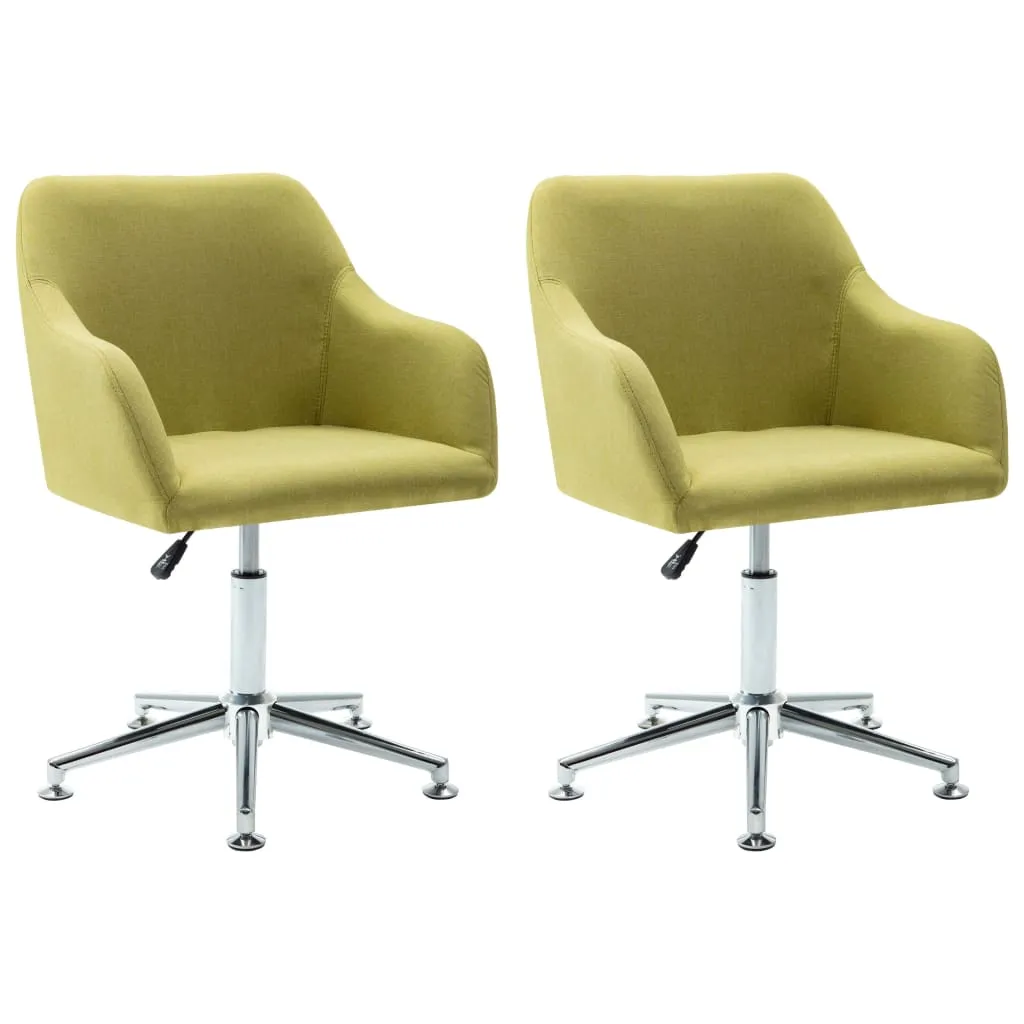 vidaXL Chaise de salle à manger pivotante 2 pcs en tissu vert moderne