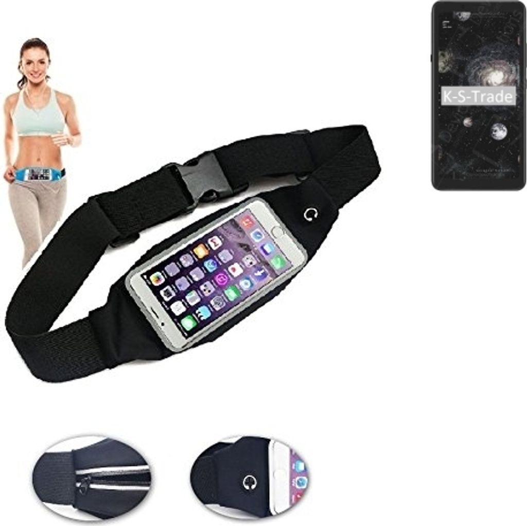 K-S-Trade Jogging-Armband kompatibel mit HiSense A5 Pro CC Gürteltasche Umhängetasche Bauchtasche schwarz Sport Running Jogging Fitness Laufen