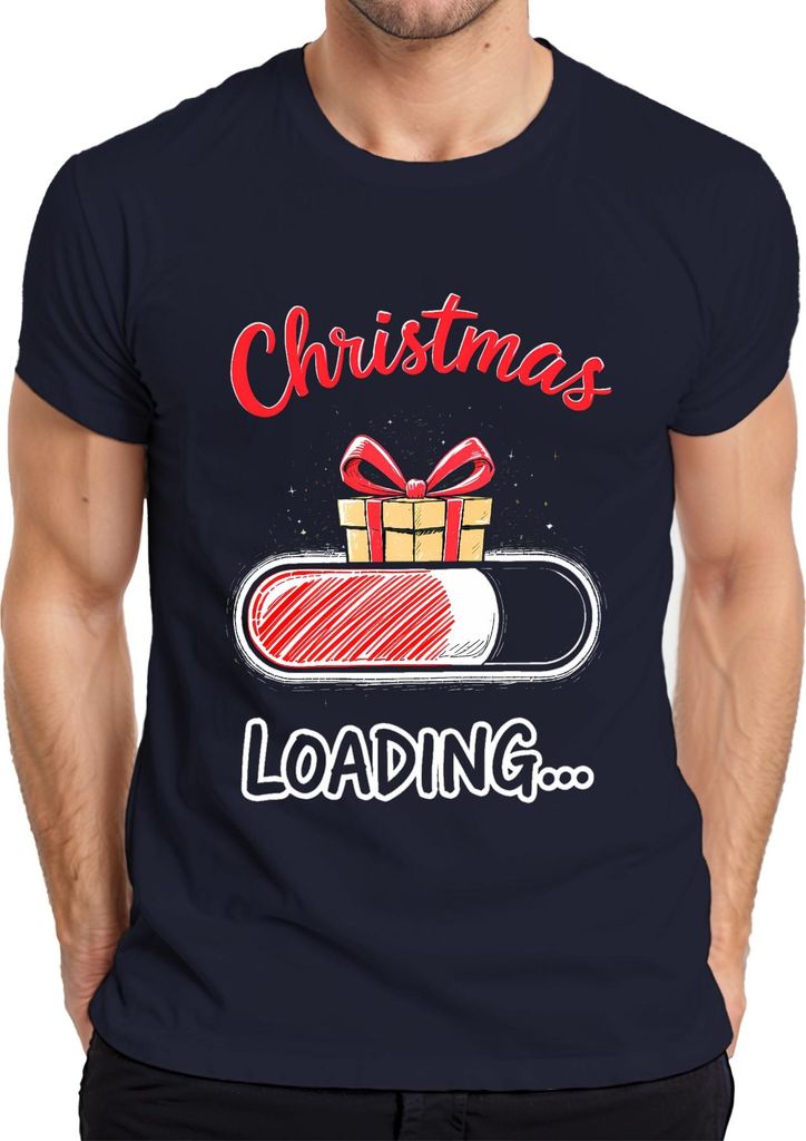 Christmas Loading Weihnachtsgeschenk Ladebalken Geschenk Lustig Herren T-Shirt, Navy, S