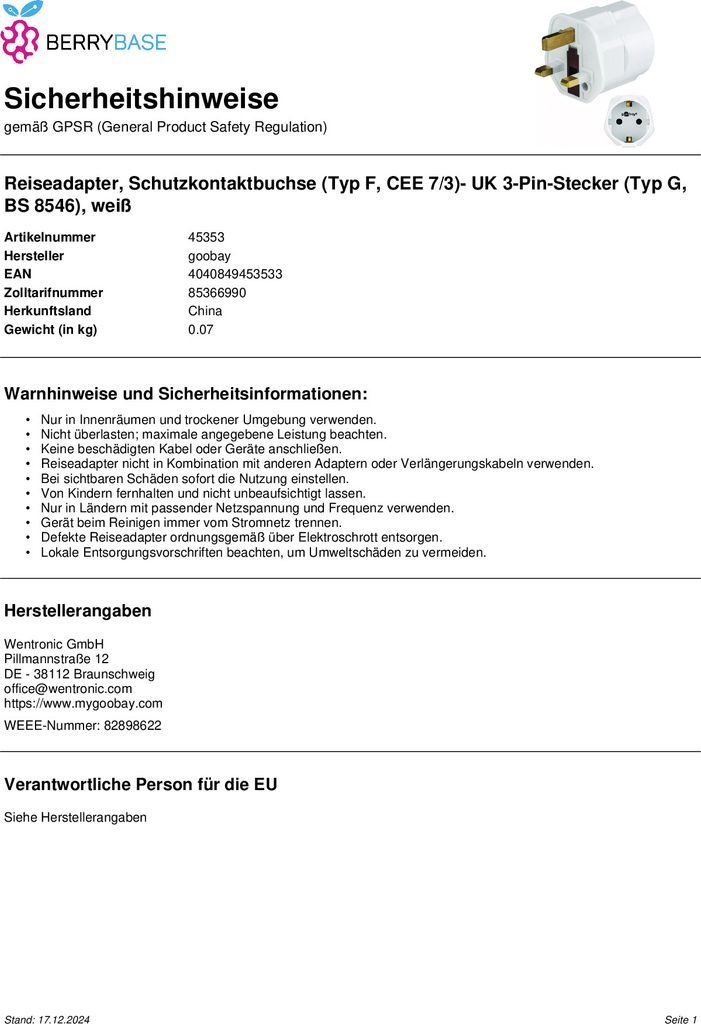 Netzadapter Produktbild 3