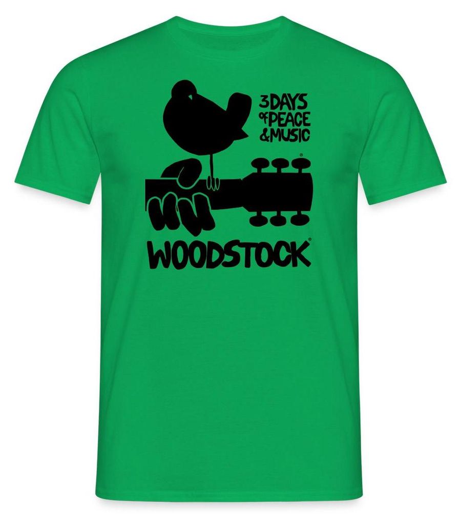 Spreadshirt Woodstock Logo Schwarz 3 Days Of Peace & Music Männer T-Shirt, XXL, Kelly Green