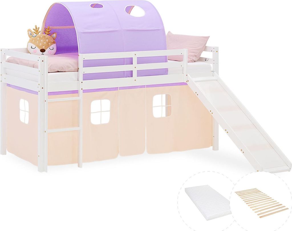 Homestyle4u Detská poschodová posteľ 90x200, biela, so Obrázok produktu 