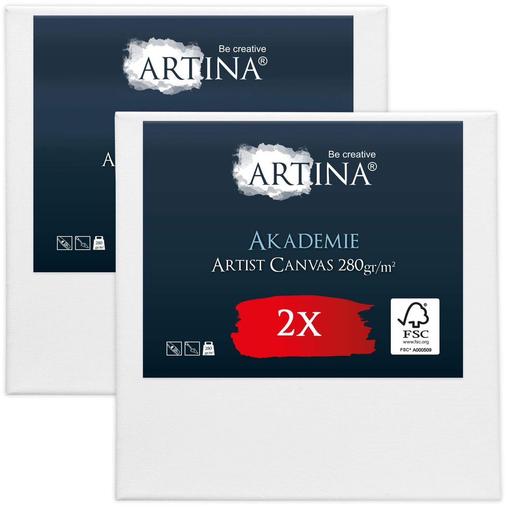 Toile sur châssis Artina Académie, 50 x 50 cm, lot de 2 Image du produit 