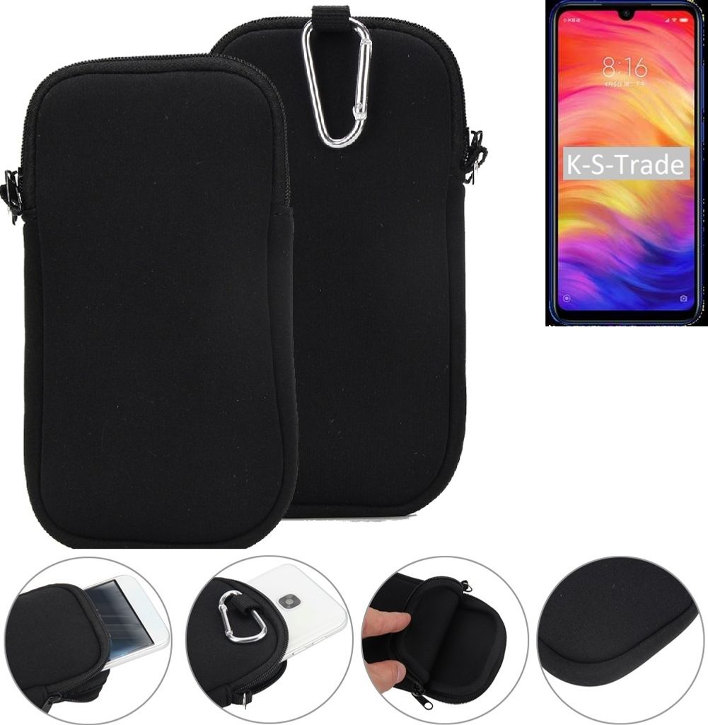 K-S-Trade Neopren-Hülle Handyhülle kompatibel mit Xiaomi Redmi Note 7 Pro Schutzhülle Neoprenhülle Sleeve Schutz-Hülle Gürtel Tasche Case