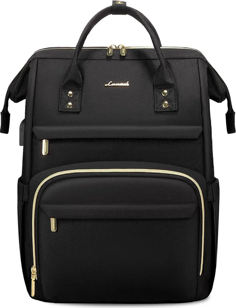 Petit Sac à dos Femme pour Ordinateur 14 pouces Imperméable Uni Noir