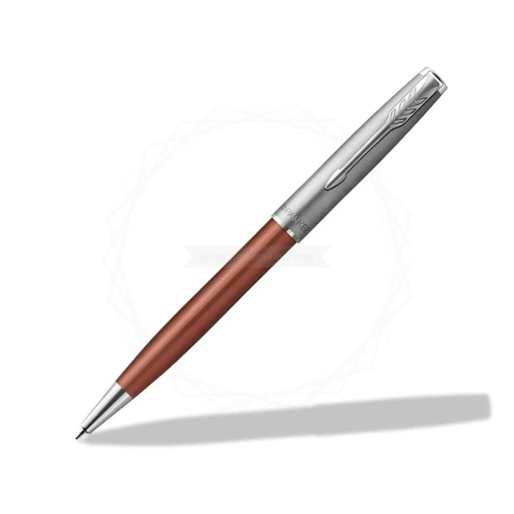 Stylo bille Parker Sonnet Metal & Orange C.C. Pointe Moyenne avec Écrin