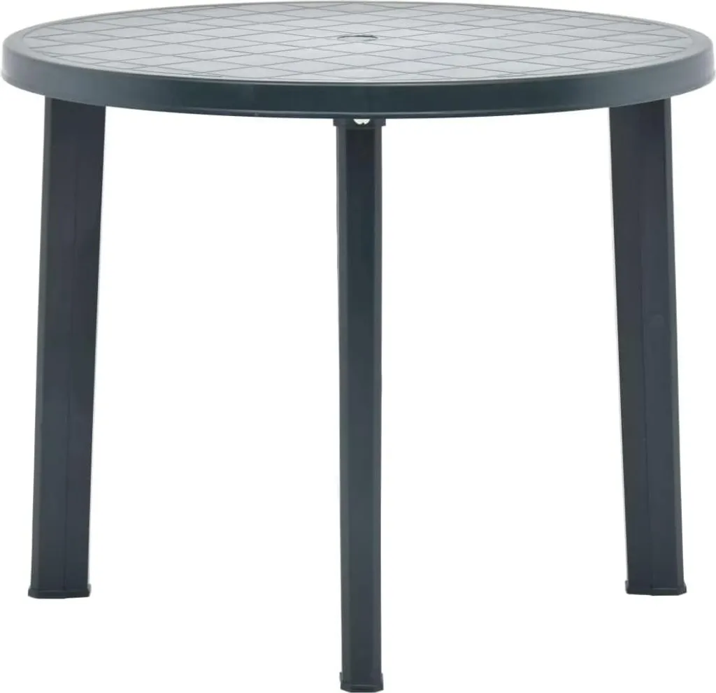 Table de jardin ronde en plastique vert ø90 cm, mobilier robuste et léger