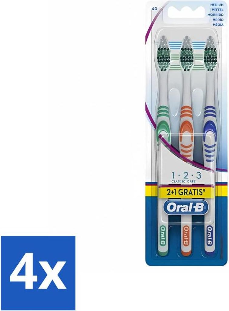 Oral-B Classic 123 Medium Zahnbürstenset - Vorteilspack - 4 Stücke