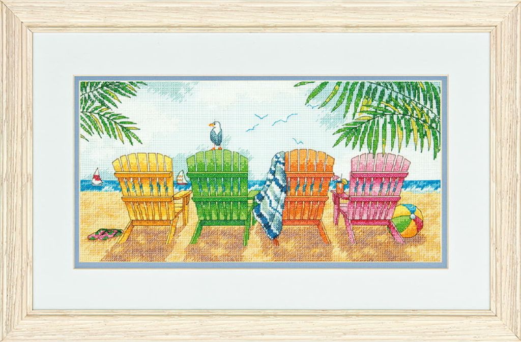 Dimensions Kreuzstich Set "Liegestühle", Zählmuster, 35,5x17,7cm
