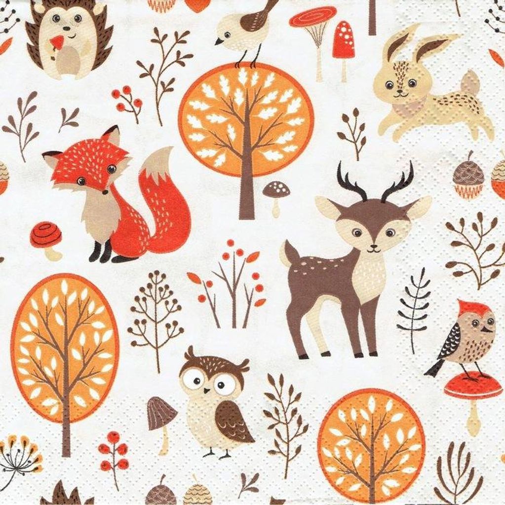 Waldtiere Servietten Geburtstag 33x33cm 20St.