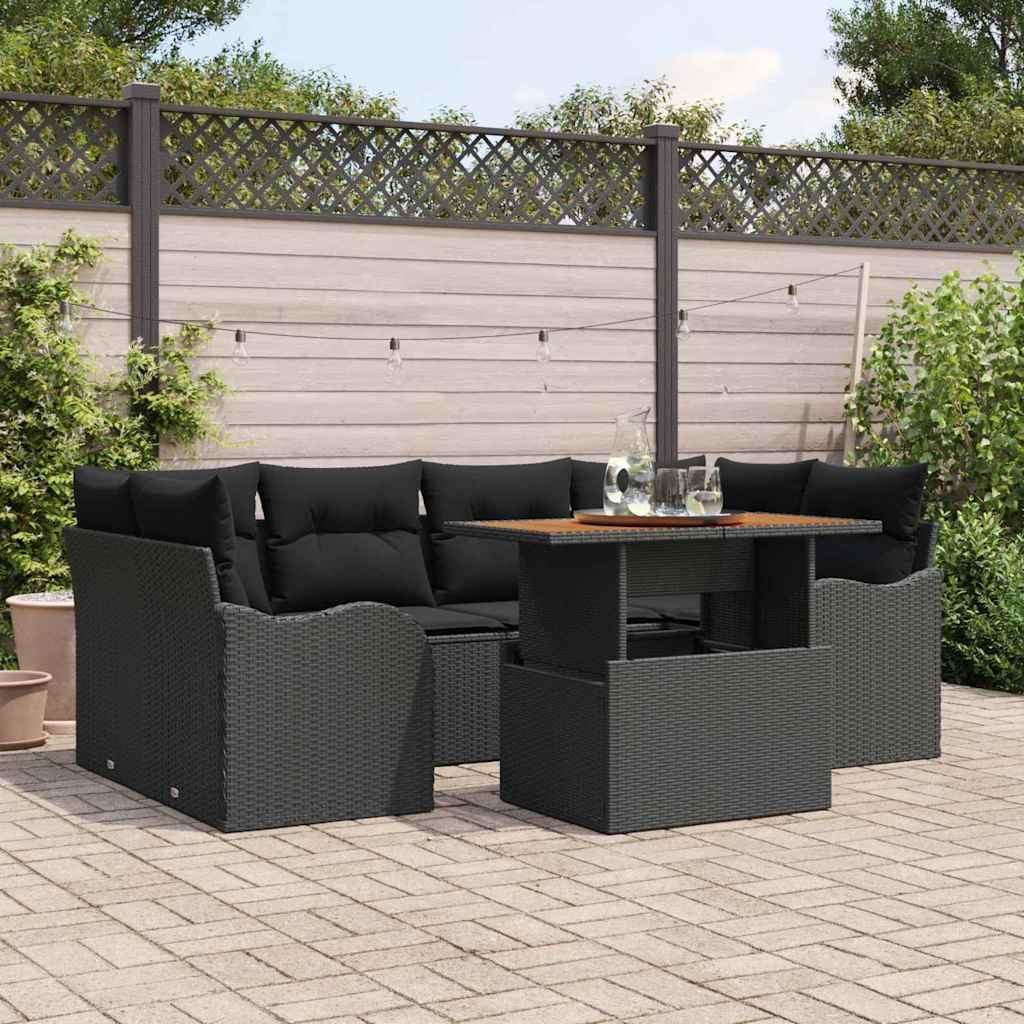 Maison Exclusive - Garten-Sofa-Set mit Speicher 7 pcs Schwarz Poly Rattan