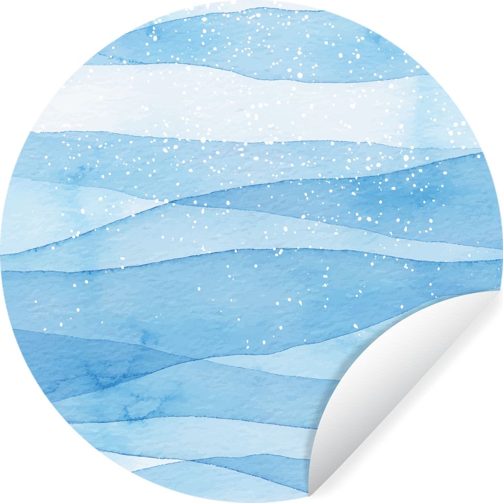 MuchoWow Runde Wandtattoo - Wandsticker Tapete Aufkleber Aquarell - Illustration - Blau Ø 100 cm Selbstklebend und Repositionierbar - Wandaufkle...