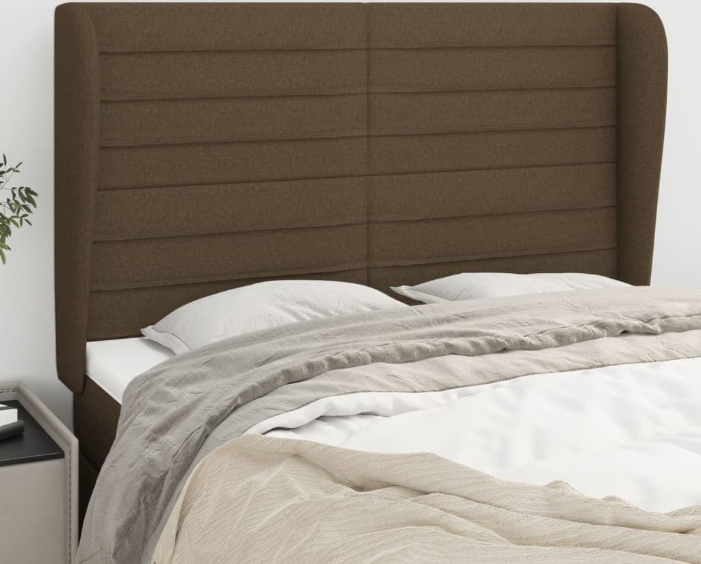 Maison Exclusive - Kopfteil mit Ohren Dunkelbraun 147x23x118/128 cm Stoff