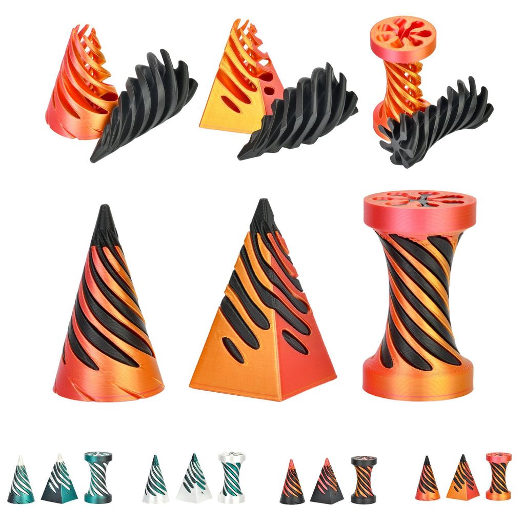 Lot de 3 Fidget Spiral | Base rouge et dorée, partie Image du produit 