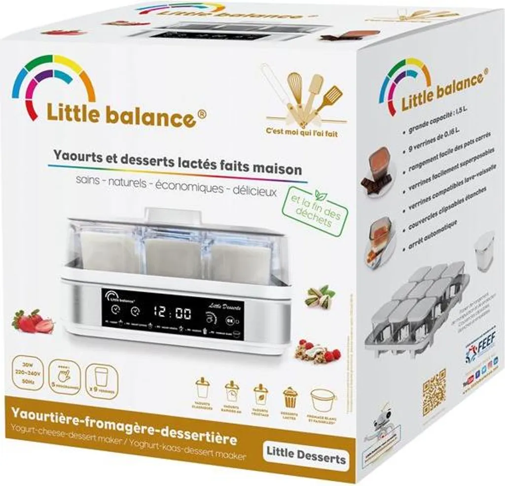 Yaourtière Little Balance 9 Pots en Verre - 8448 Programmation Simple - 2