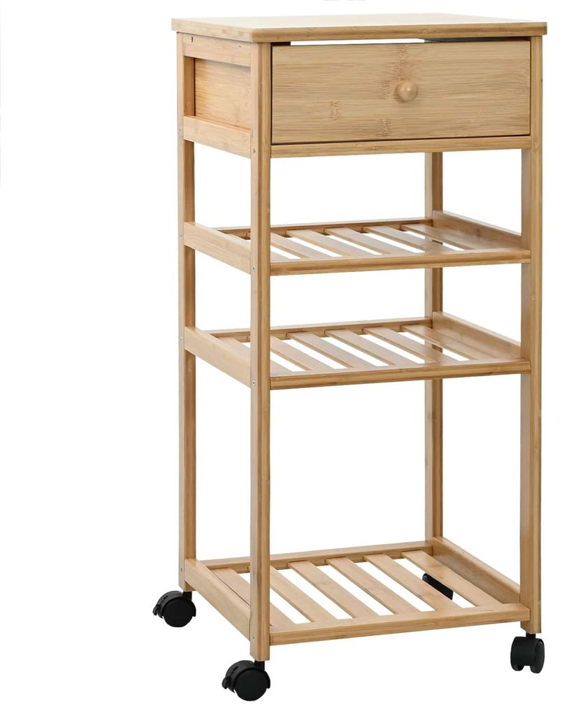 vidaXL Küchenwagen mit Rädern Natur 37 x 36 x 80 cm Bambus