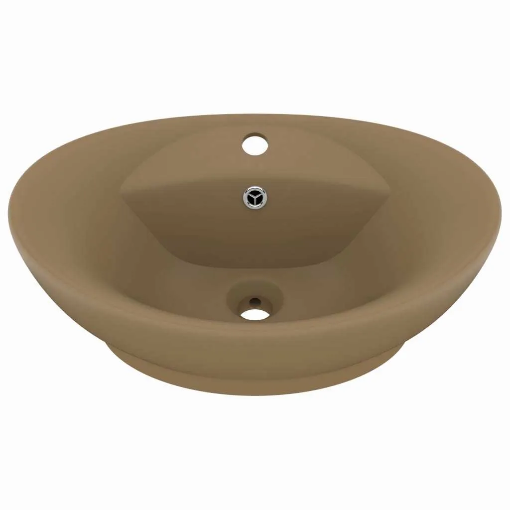 Lavabo Ovale 58,5x39cm Vetroceramica Crema Opaco | Alta Resistenza