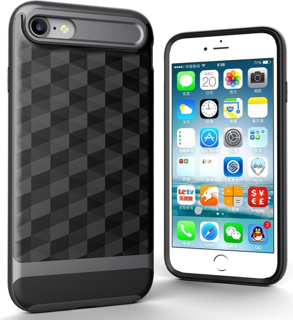 Hülle für Apple iPhone 8 Backcover Case Handy Schutzhülle - Cover 3D Prisma Design Grau