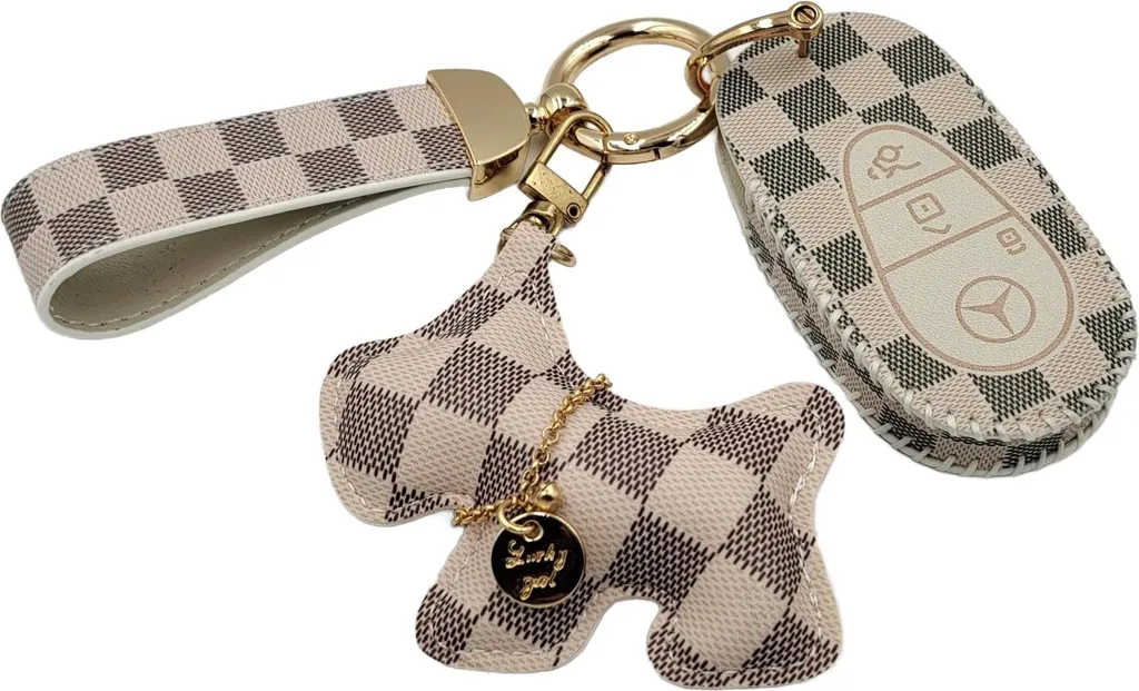 MERCEDES CUSTODIA per chiave telecomando + PORTACHIAVI in pelle + CANE classe C E GLC GLE S