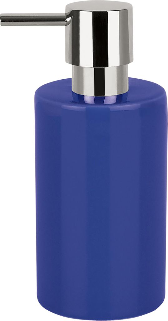 Spirella Seifenspender "Tube" | mit Pumpe | Flüssigseifen-Spender | Porzellan | 300ml | Langliebig und Robust | Blau
