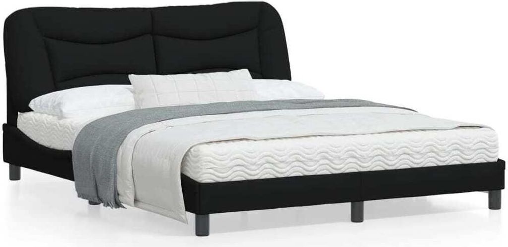 Möbel Bettgestell mit LED Schwarz 160x200 cm Stoff CL0000274467