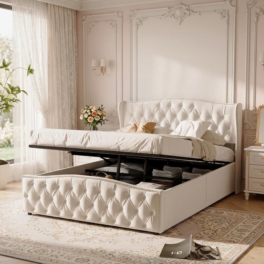 Letto imbottito INONEFT, modello boxspring, 140x200 cm, con Immagine del prodotto 