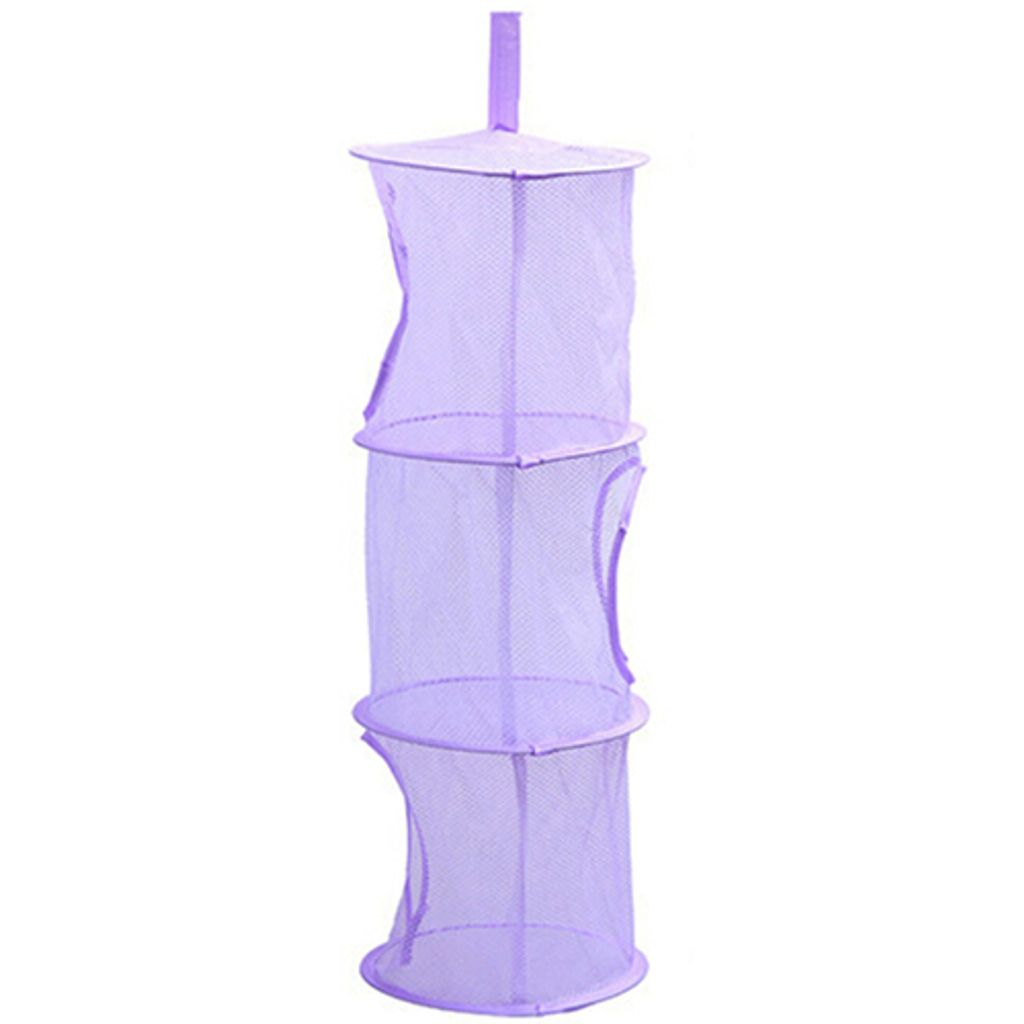 3 Regal Hanging Storage Net Kinder Spielzeug Organizer Beutel Schlafzimmer Wallentür Schrank-Lila