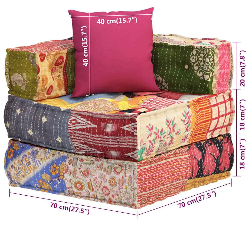 Siège de Sol Patchwork Pouf Modulaire en Tissu Confortable 60cm - 8