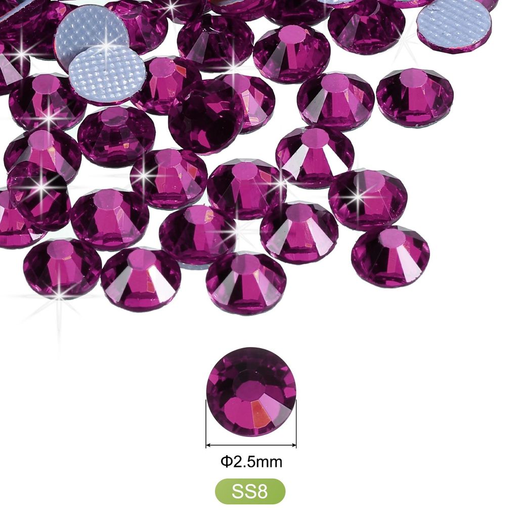 2880 Stk Hotfix Strasssteine Flatback Kristallglas Edelsteine Kunst Strasssteine fš¹r Basteln Kleidung DIY Dekoration (SS8 2,5 mm, Tiefes Lila)