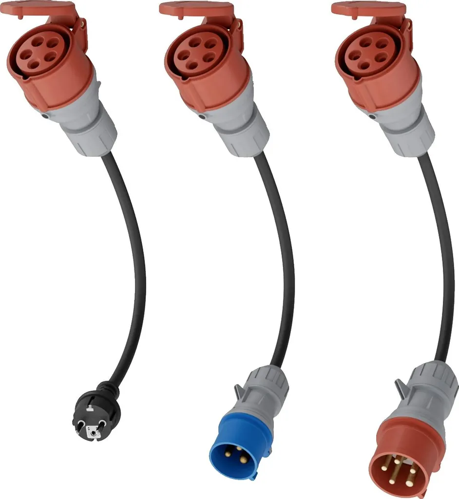 Set di adattatori per la ricarica di veicoli elettrici, CEE 16A a 5 poli, compatibilità trifase e monofase, set di adattatori CEE da 11kW