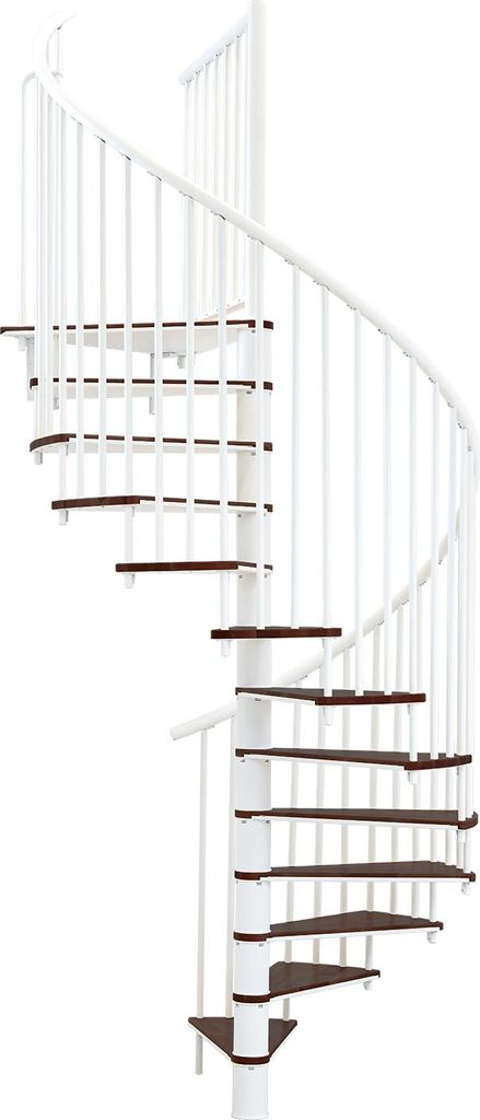 Minka Spindeltreppe Switch 36 - 295cm Geschosshöhe Walnuss Weiß 140cm Durchmesser
