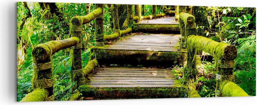 Bild auf Leinwand - Leinwandbild - Asien natur park brücke - 140x50cm - Wand Bild - Wanddeko - Leinwanddruck - Bilder - Kunstdruck - Wanddekoratio...