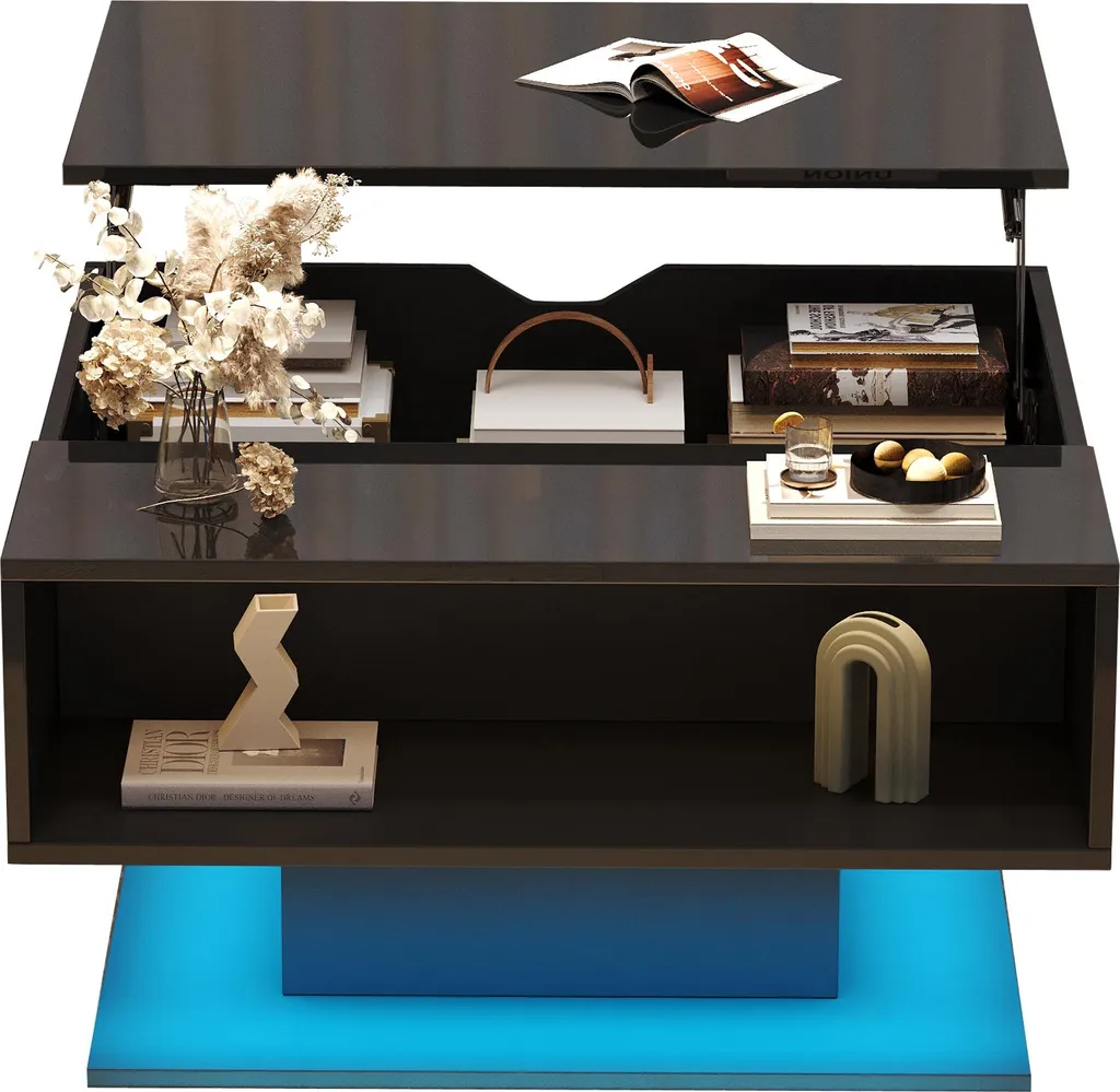 Table basse hydraulique ergonomique avec espaces de rangement ouverts - 4