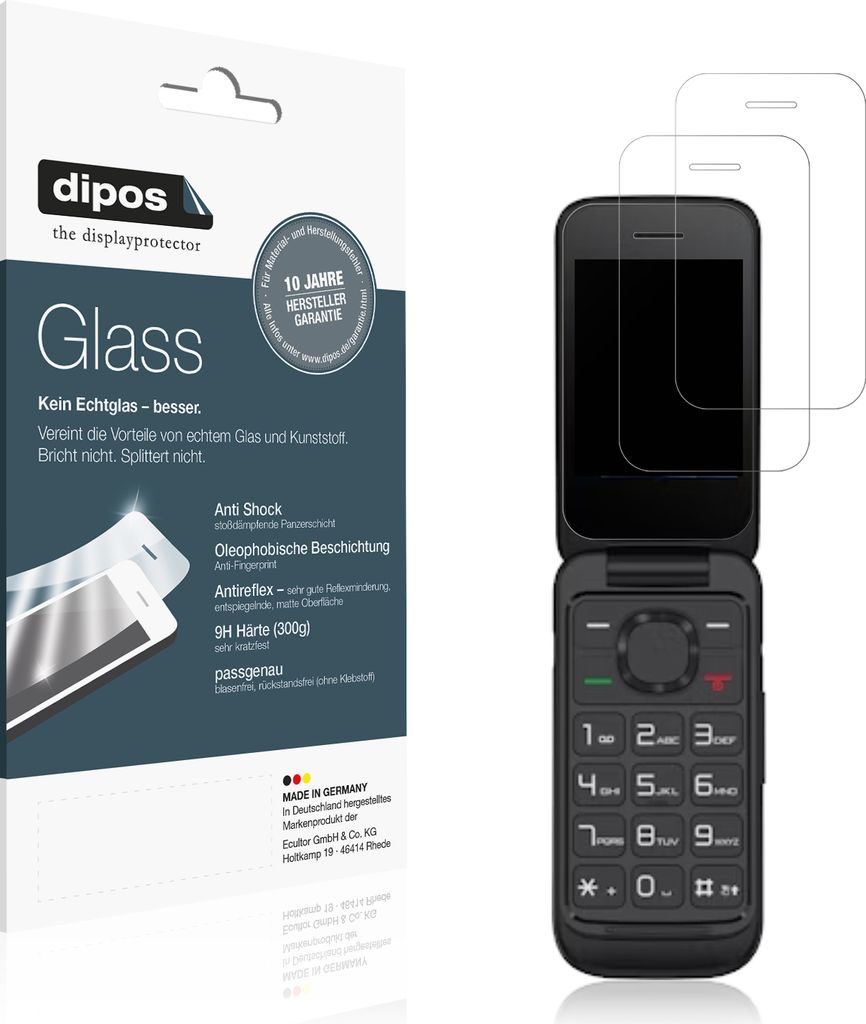 2x Schutzfolie für TCL OneTouch 5023 matt - Anti-Shock 9H Folie dipos Glass Kunststoffglas