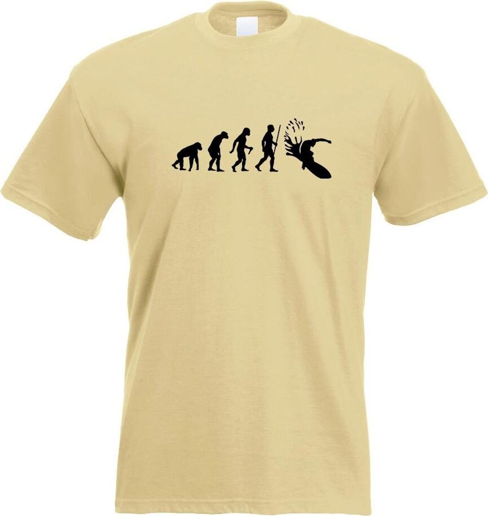Kiwistar - T-Shirt - Khaki - Surfen Wellen Evolution Motiv Bedruckt Funshirt Design Print - mit Motiv Bedruckt - Funshirt Design - Sport - Freizeit...