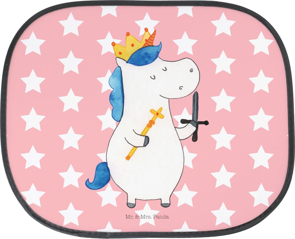 Mr. & Mrs. Panda Sonnenschutz Auto Einhorn König mit Schwert - Rot Pastell - Geschenk, Pkw, seitenscheiben, kfz blendschutz, Einhörner, für Auto...