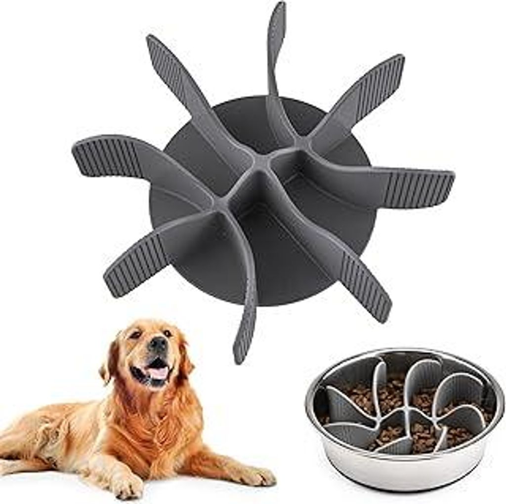 PETTOM Anti Schling Einsatz für Napf, Anti Schling Napf Hund Silikon, Slow Feeder Hundenapf Einfügung, Antischlingnapf Hunde Langsam Fressnapf mi...