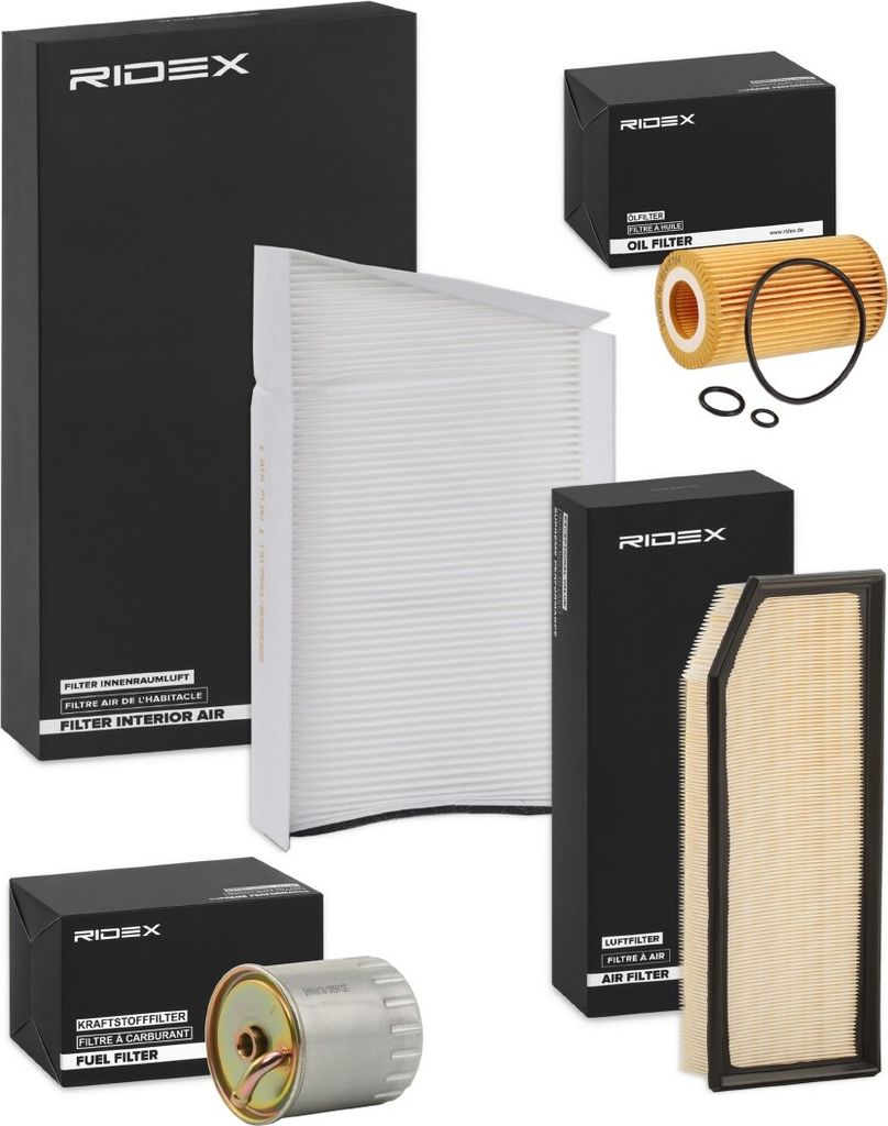 RIDEX Filterset Inspektionspaket Filtersatz passend für MERCEDES-BENZ C-Klasse Limousine (W203) C-Klasse T-modell (S203) CLK (C209)