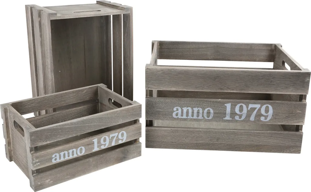 Fini le Désordre avec ce Set 3 Boîtes Bois Shabby Chic Gris Naturel