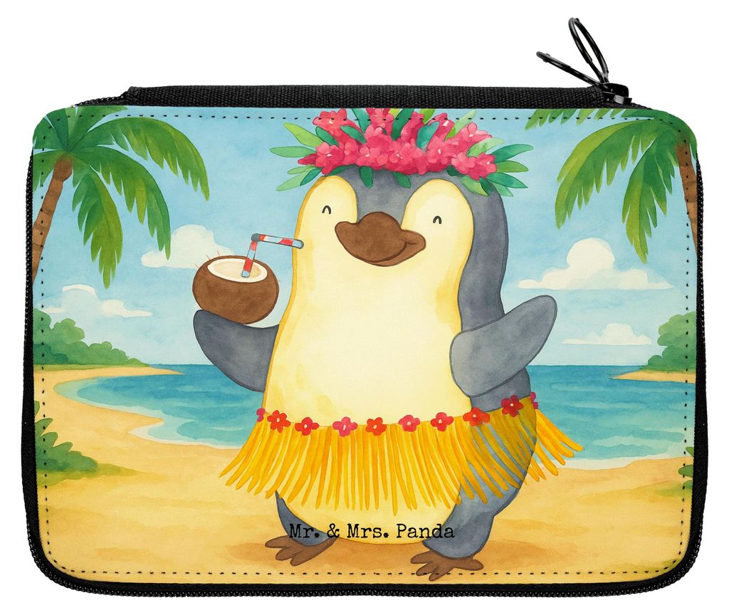 Mr. & Mrs. Panda Schreibmappe Pinguin Kokosnuss Design - Weiß - Geschenk, Etui, Bleistiftetui, Pinguine, Federmäppchen, Mäppchen, Urlaub, Federm...