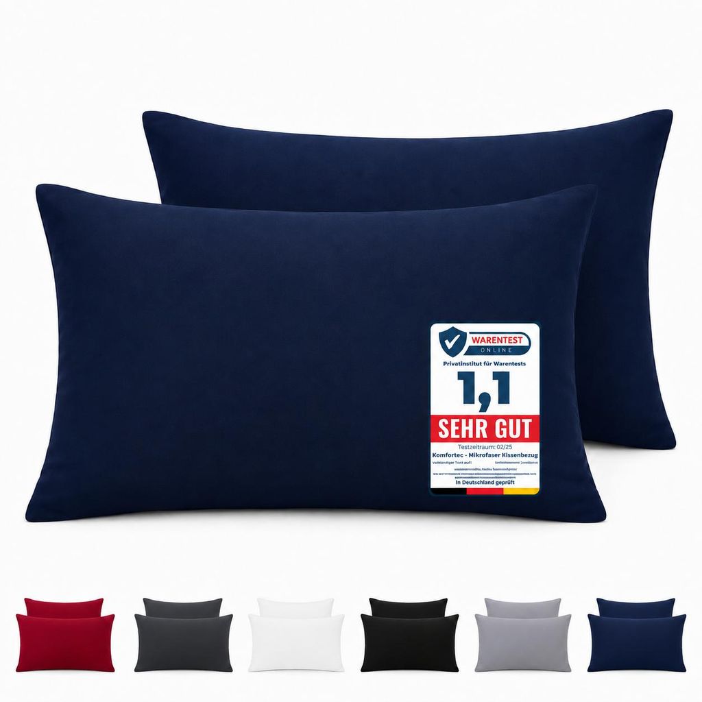 Komfortec Premium Kissenbezug 40x60 cm – 2er Set – Produktbild  KI-generiertes Bild
