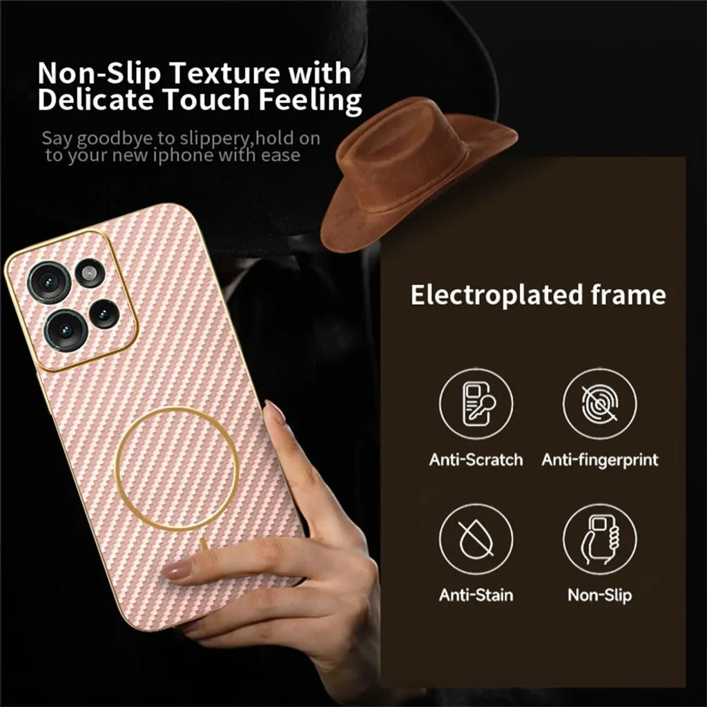 Custodia Motorola Edge 50 Phonesta Luxury Rosa MagSafe Carbon - 4