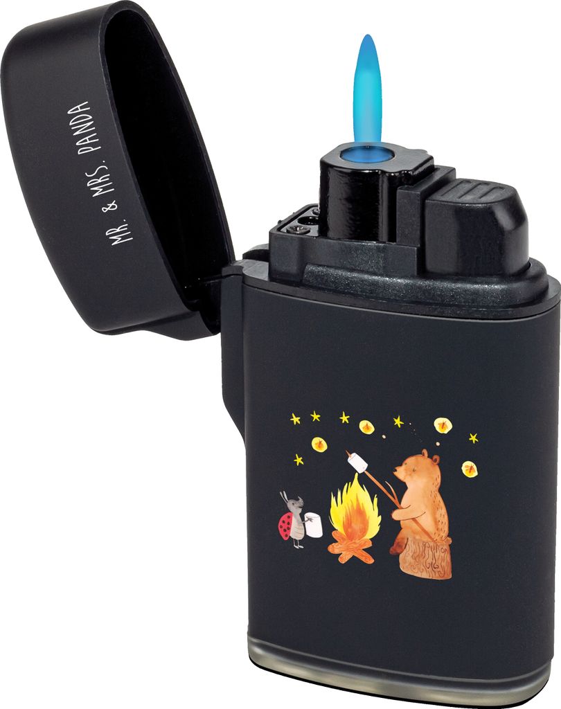 Mr. & Mrs. Panda Feuerzeug Bär & Marienkäfer Lagerfeuer - Schwarz - Geschenk, sturmfeuerzeug, gasfeuerzeuge, gas anzünder, Teddy, Feuerzeuge