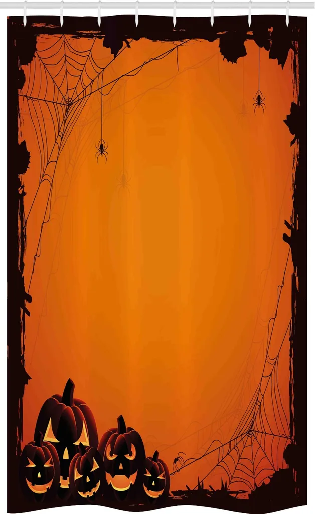 Offerta Tenda Doccia Halloween ABAKUHAUS 120x180cm Arancione Zucca