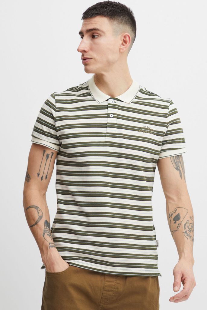 Blend 20715191 Polo Herren Poloshirt Polohemd mit Polokragen Logo-Stickerei Regular Fit Streifen-Muster