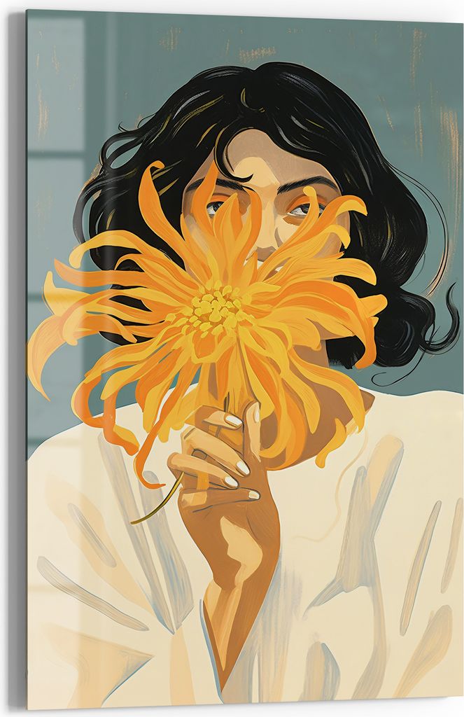 DEQOART Magnettafel Glas 60x90 cm 'Geheimnisvolle Blüte' beschreibbar Whiteboard Küche