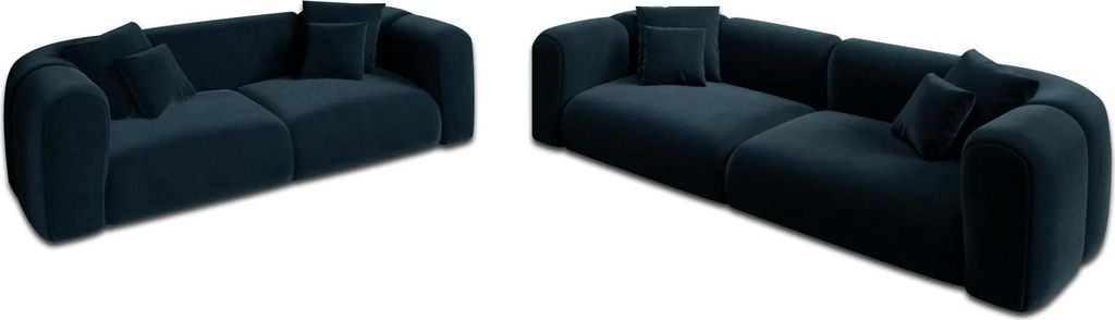 Samtstoff 3-2-Sitzer Sofa Set Belio Mitternachtsblau