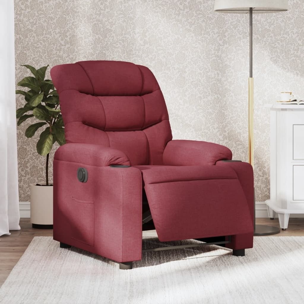 CLORIS Relaxsessel Elektrisch Weinrot Stoff - Fernsehsesel LL0000255616